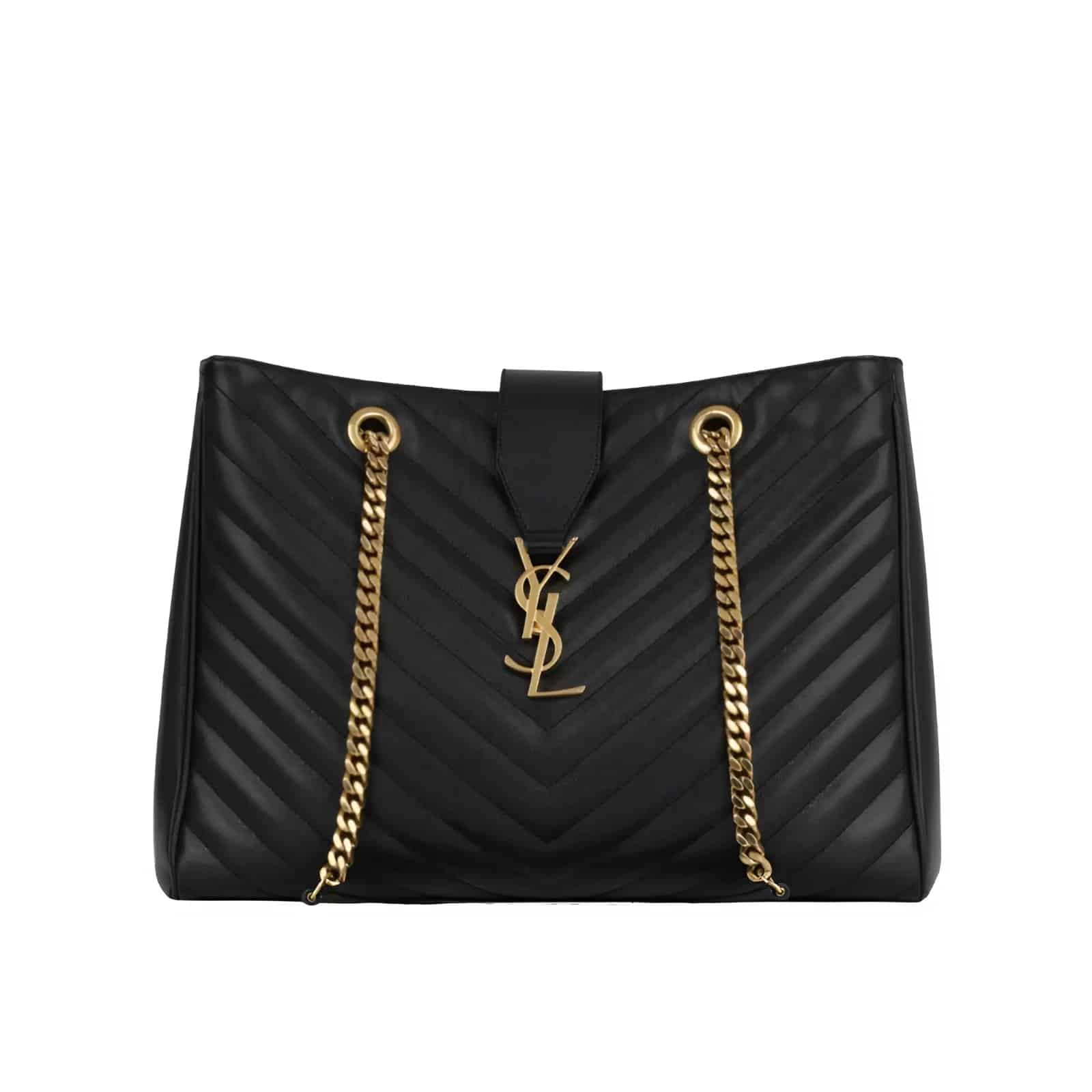 Saint Laurent Matelasse Cassandre Shopper Tote Black Leather 35Cm