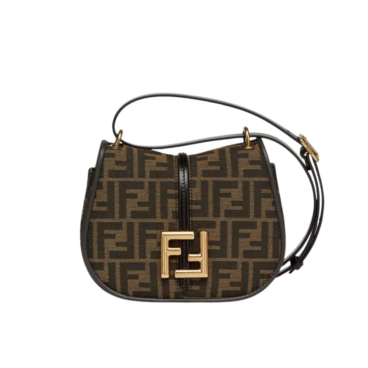 Fendi C’Mon Small Brown Ff Jacquard Fabric Bag 20Cm 8Bs082Aq08F1Mje