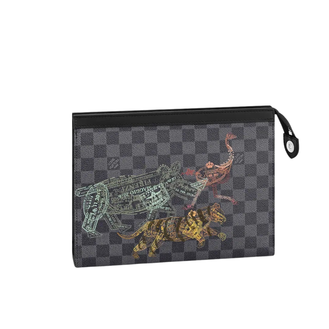 Louis Vuitton Pochette Voyage MM Damier Graphite Stamps Black 27cm N64605
