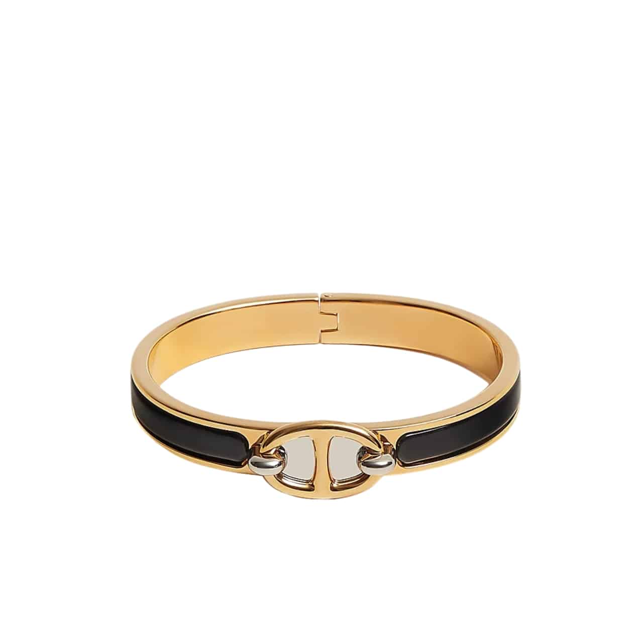 Hermes Mini Clic Chaine D’ancre Bracelet Gold Tone With Black H209000fv01pm