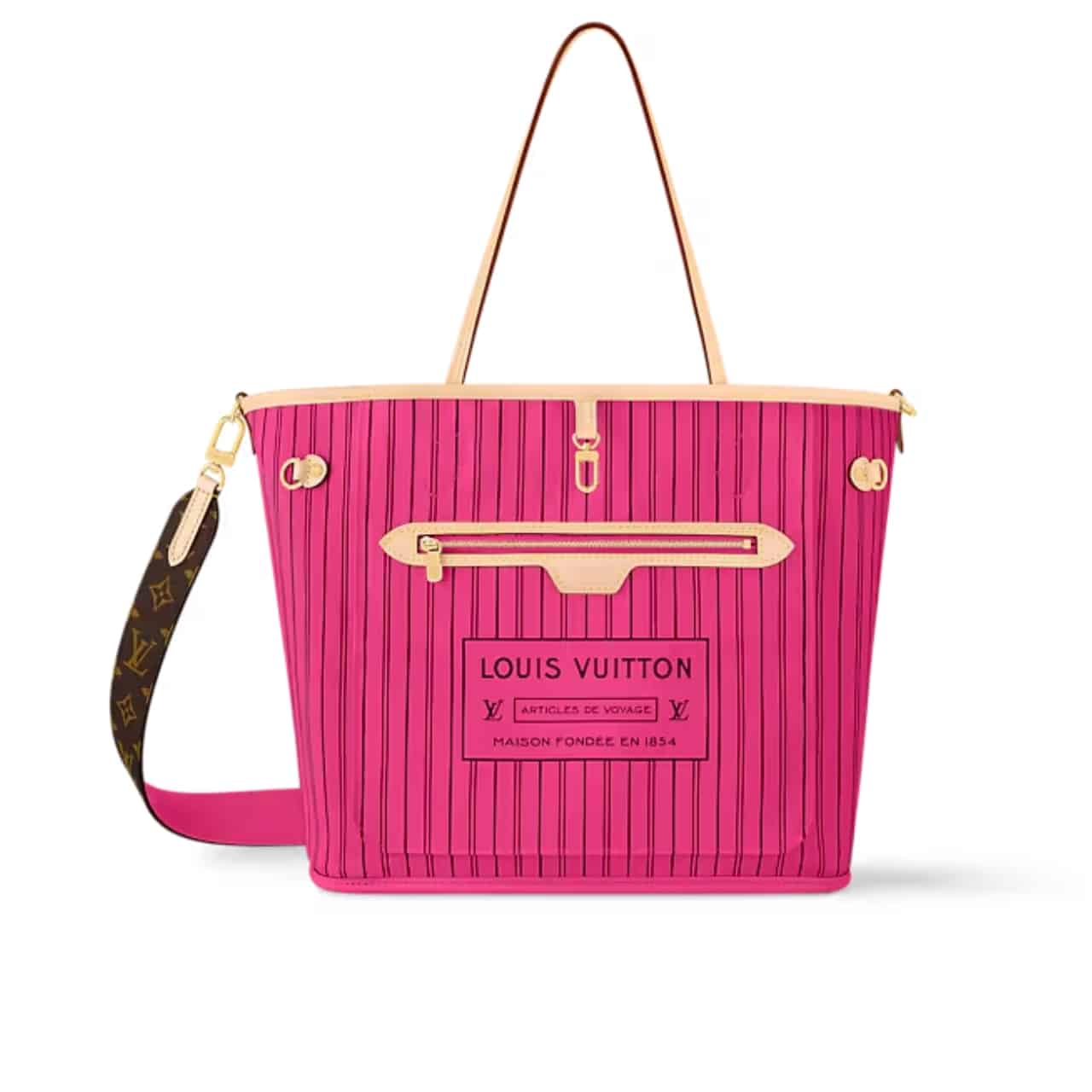 Louis Vuitton Neverfull Bandoulière Inside Out Monogram Rose Pondichery 33Cm M12257