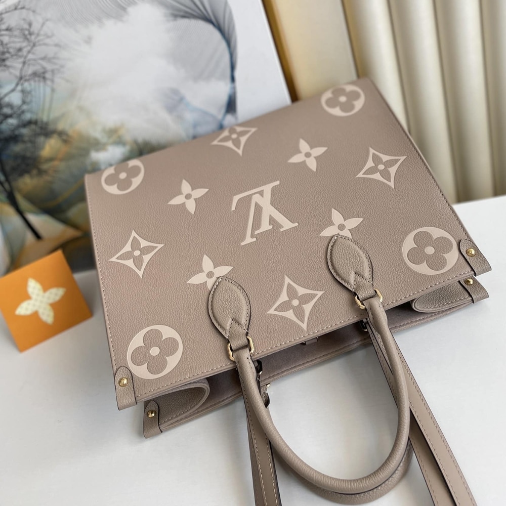 Louis Vuitton Onthego MM Monogram Empreinte Leather Tote Bag Dove Cream 35cm M45494 - Image 7