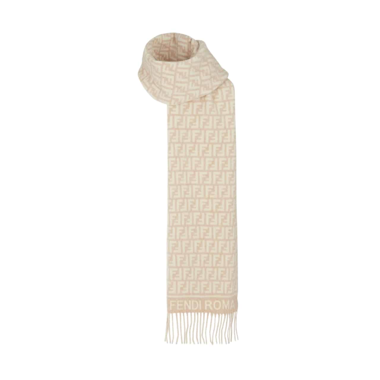 Fendi Ff Scarf Wool And Cashmere Beige Fxt113aqcwf0qb9