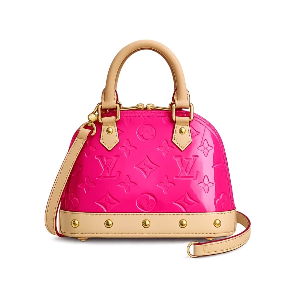 Louis Vuitton Nano Alma Monogram Vernis Neon Pink 18Cm M90611