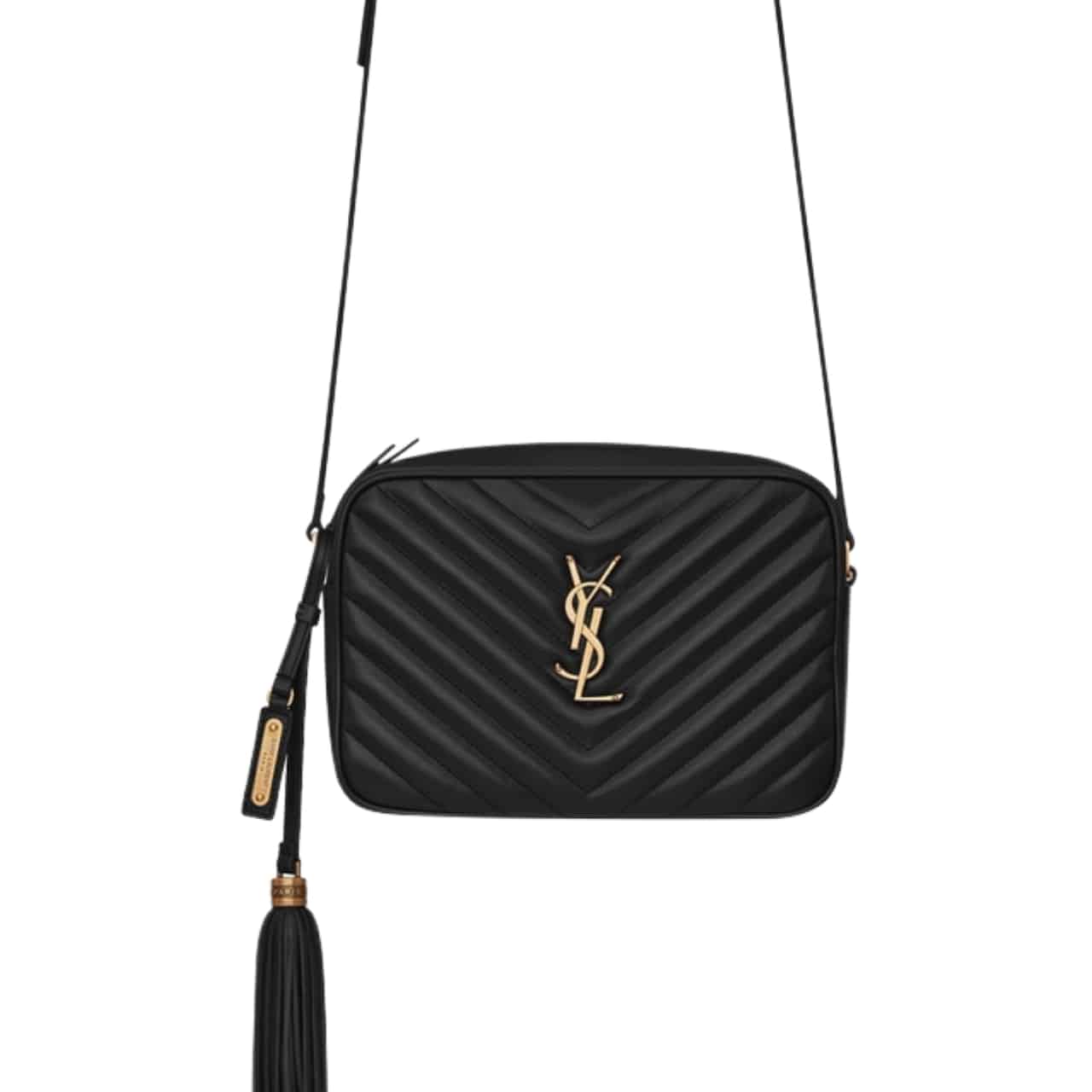 Saint Laurent Lou Camera Bag In Quilted Leather Black Gold 23cm 612544DV7071000