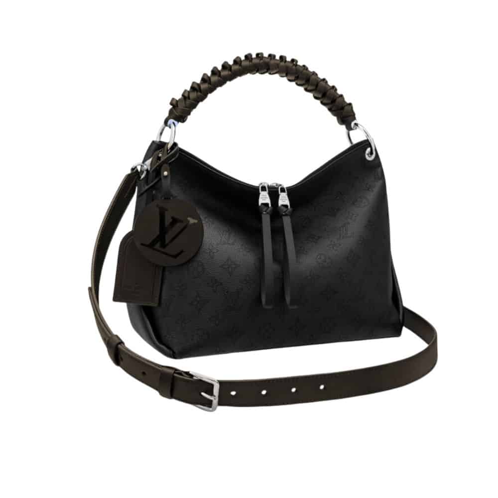 Louis Vuitton Beaubourg Hobo MM Mahina Perforated Leather Shoulder Bag Black 32cm M56073