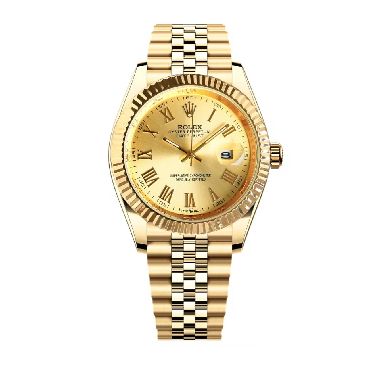 Rolex Datejust Roman Numeral Dial Gold In Yellow 41mm