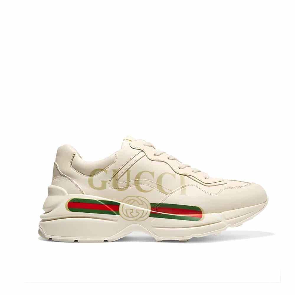 Gucci Women Rhyton Gucci Logo Leather Sneaker Beige 528892 Drw00 9522