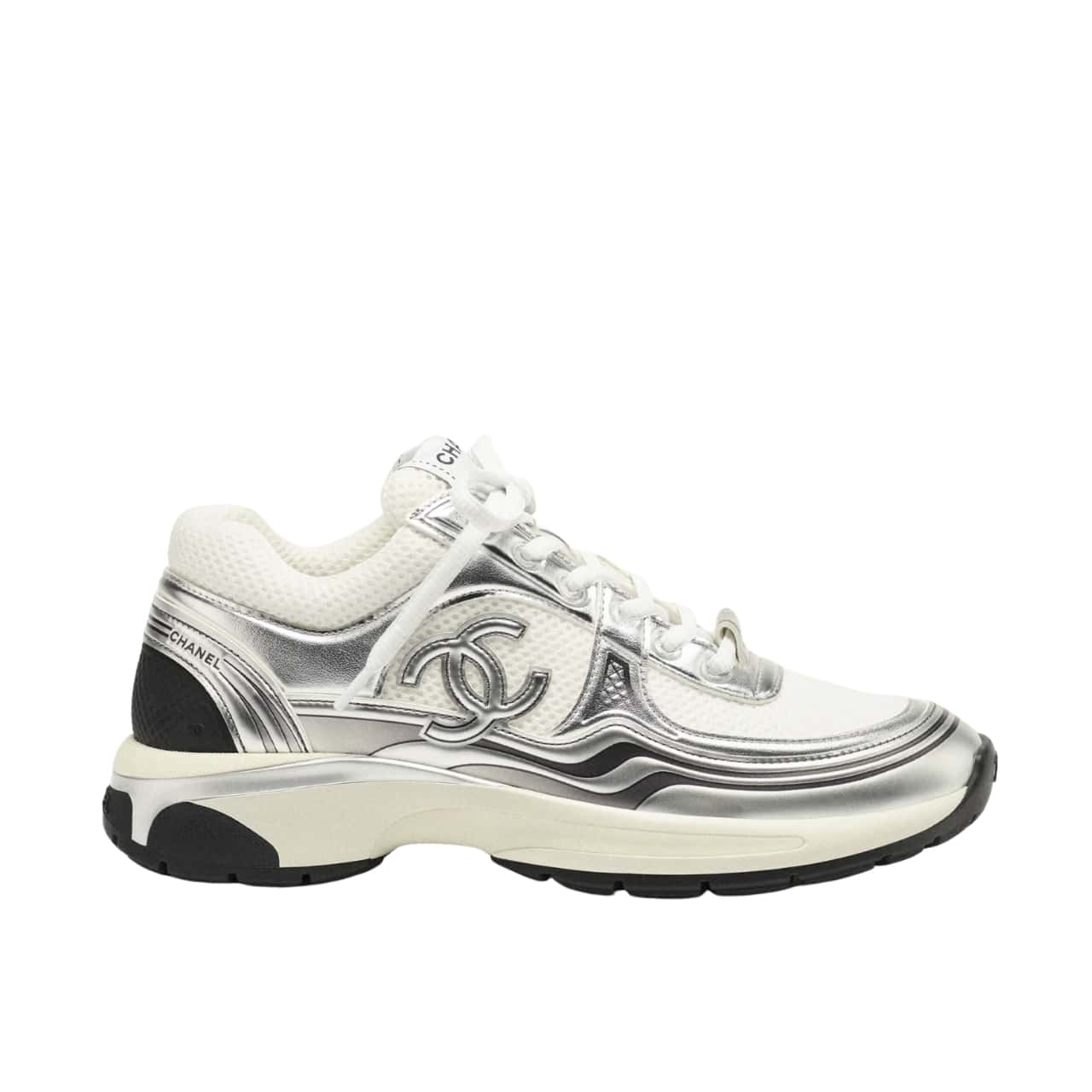 Chanel Sneaker Fabric And Laminated White And Silver G39792 Y56368 K5451