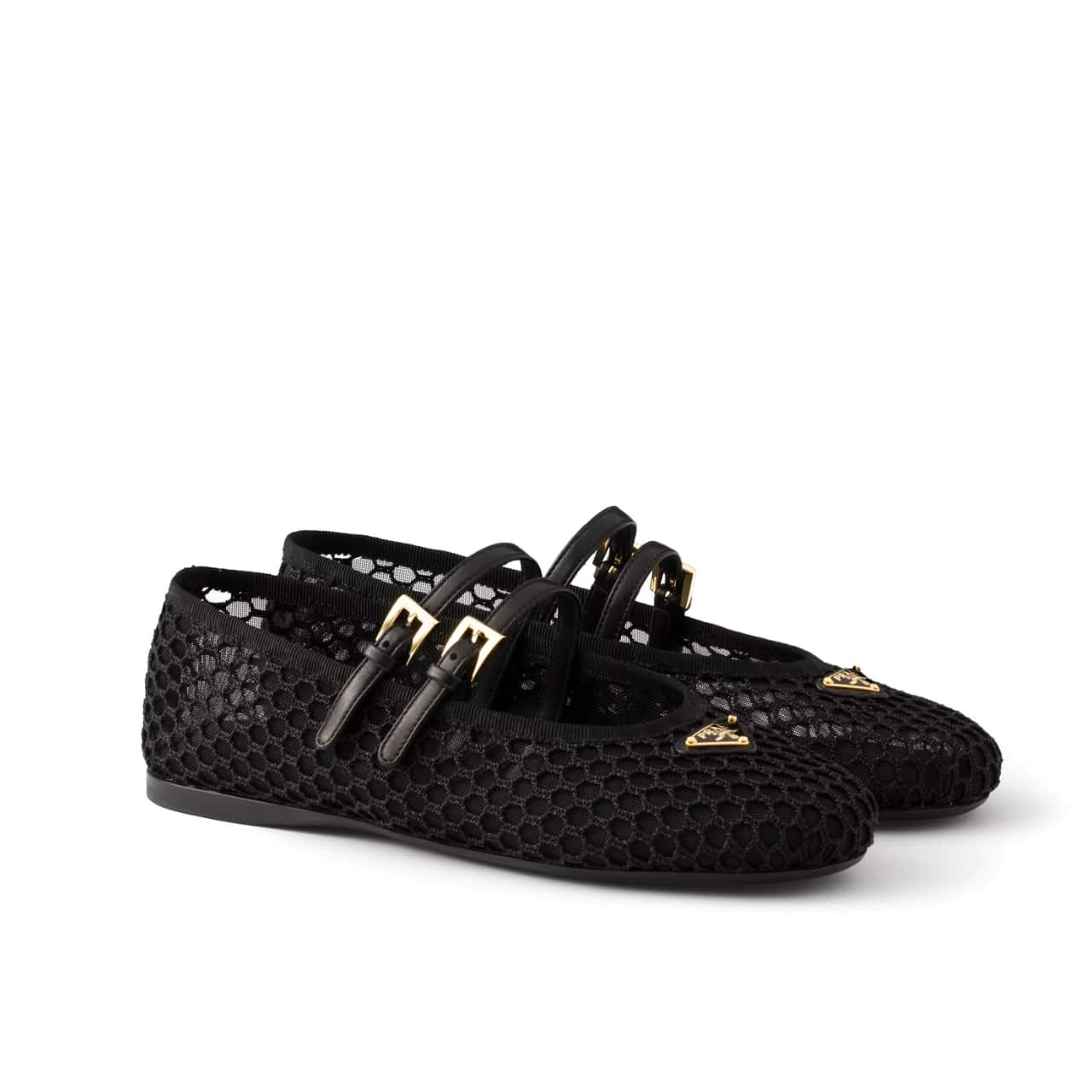 Prada Mesh Fabric Ballerinas Black 1F915N 099 F0002 F 005
