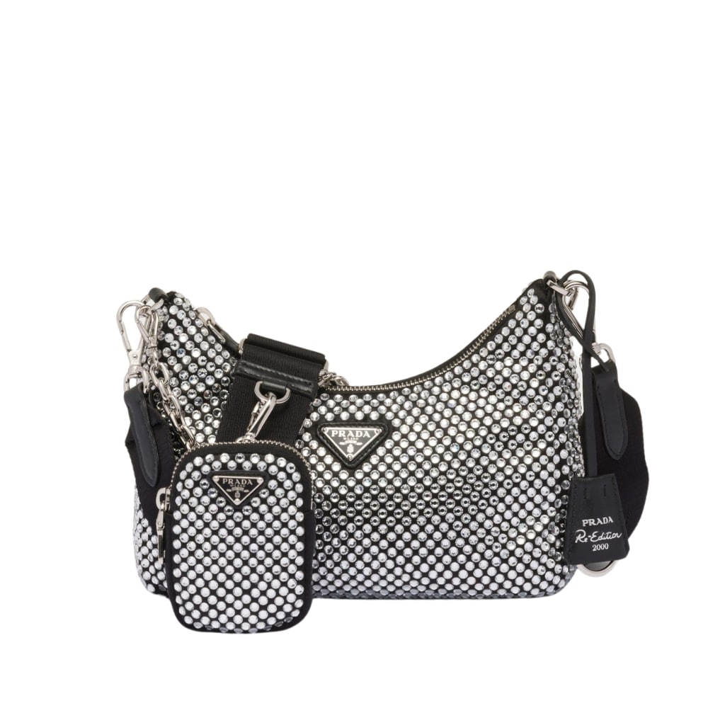 Prada Re Edition 2005 Satin Bag With Crystals 23Cm 1BH204 2AWL F0T7O V V9L