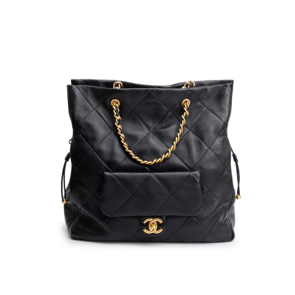 Chanel 25C Shopping Bag Black 33Cm As5315 B19030 10601