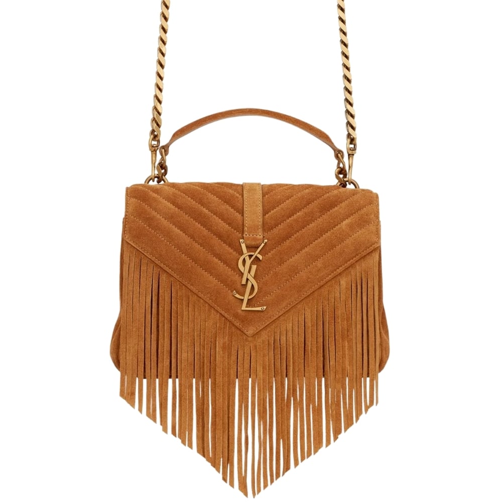 Saint Laurent Medium College Chain Bag In Suede Cinnamon 24cm 531705 0u0k7 7761