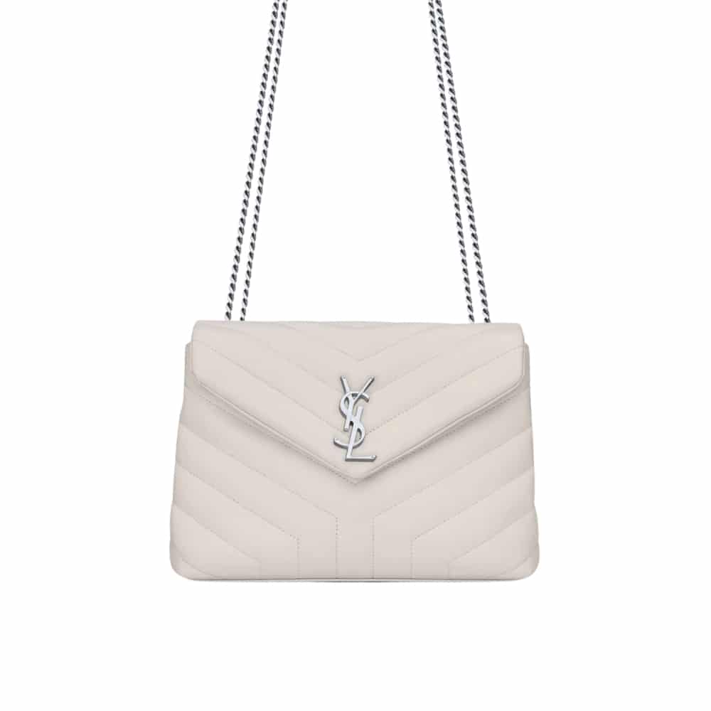 Saint Laurent Loulou Small Chain Bag In Matelassé Y Leather White Silver 23Cm 494699DV726 9207