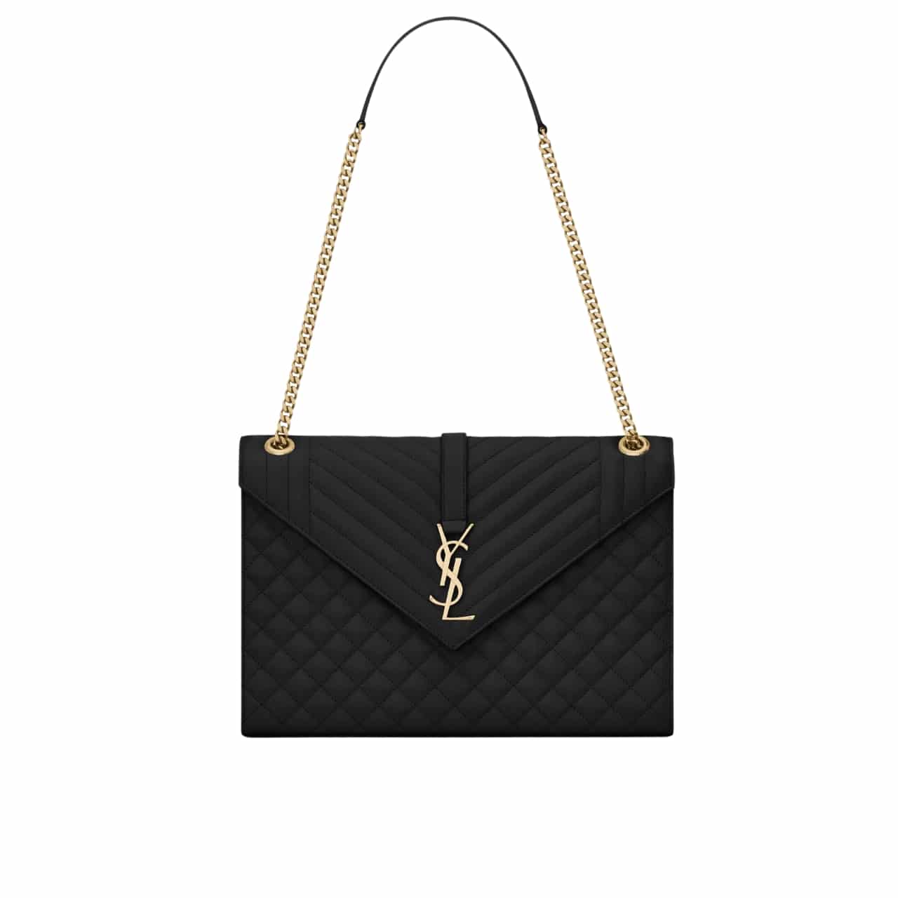 Saint Laurent Envelope Large Mix Matelassé Shoulder Bag Black 31cm 600166BOW911000