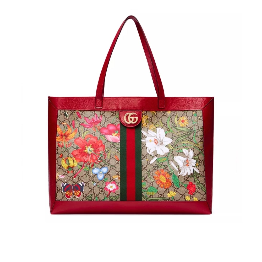 Gucci Ophidia GG Flora Medium Tote Bag Dark Red 44Cm 547947 HWHAC 8722