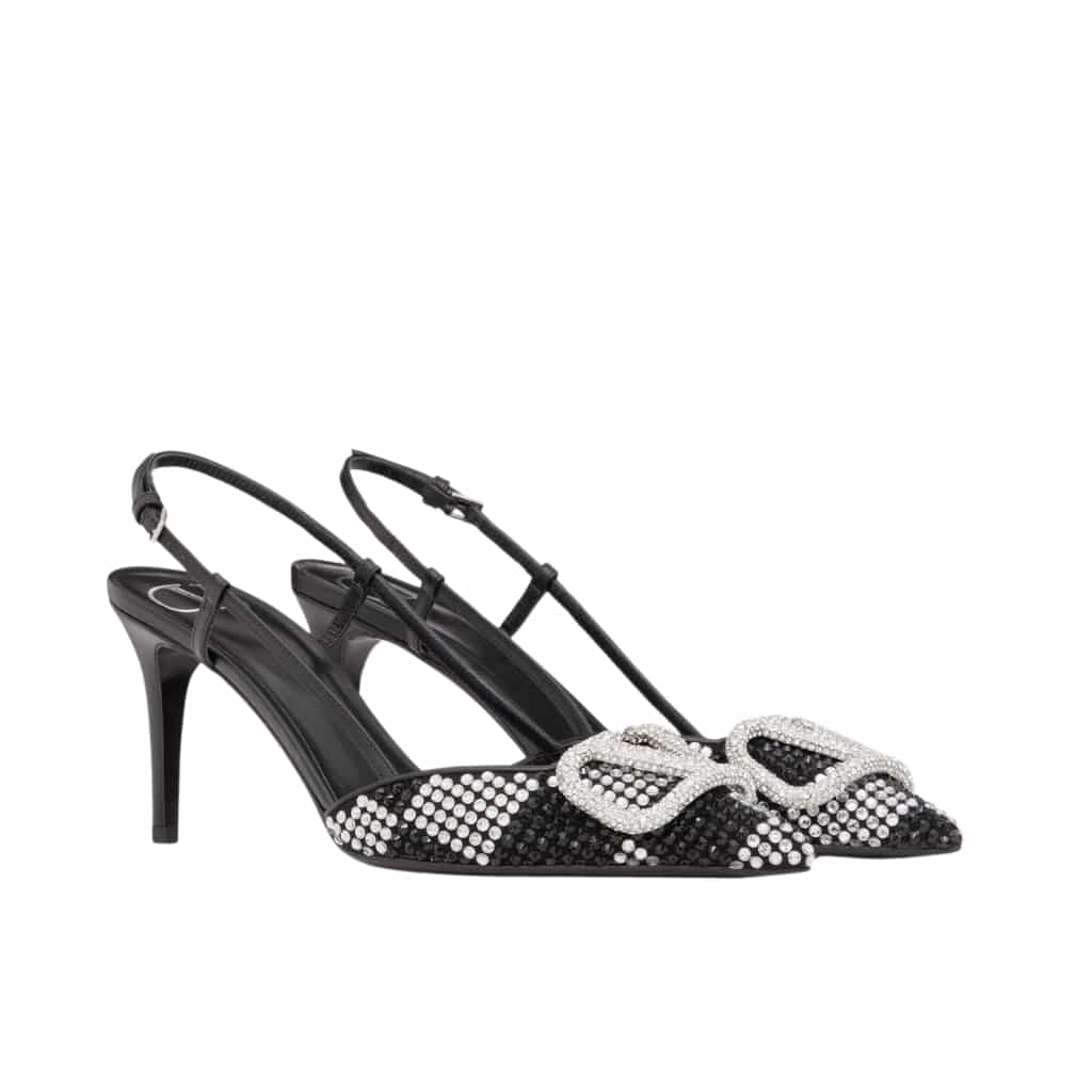 Valentino Vlogo Signature Slingback Pump Strap Crystal Black 3W0S0R01EWK ZRN