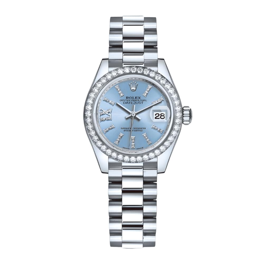 Rolex Lady Datejust 28 Ice Blue Dial Platinum Diamond 28mm 279136iblsrdp