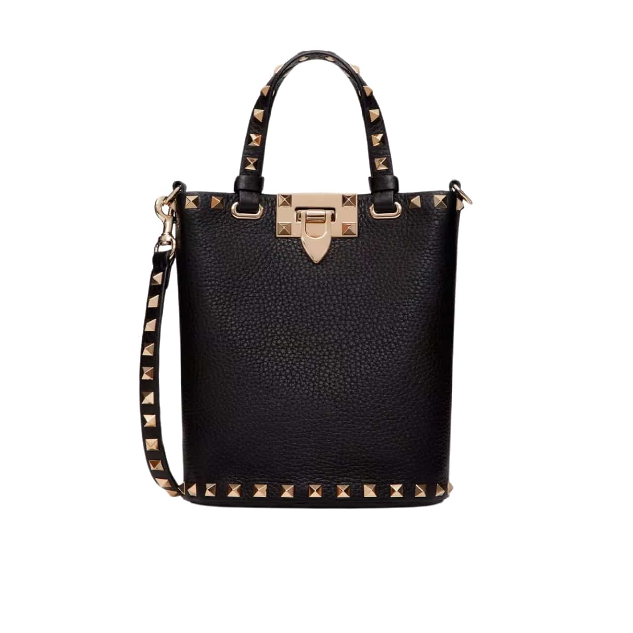 Valentino Rockstud Crossbody Pouch In Grainy Black 16Cm 5W2P0W31VSH 0NO