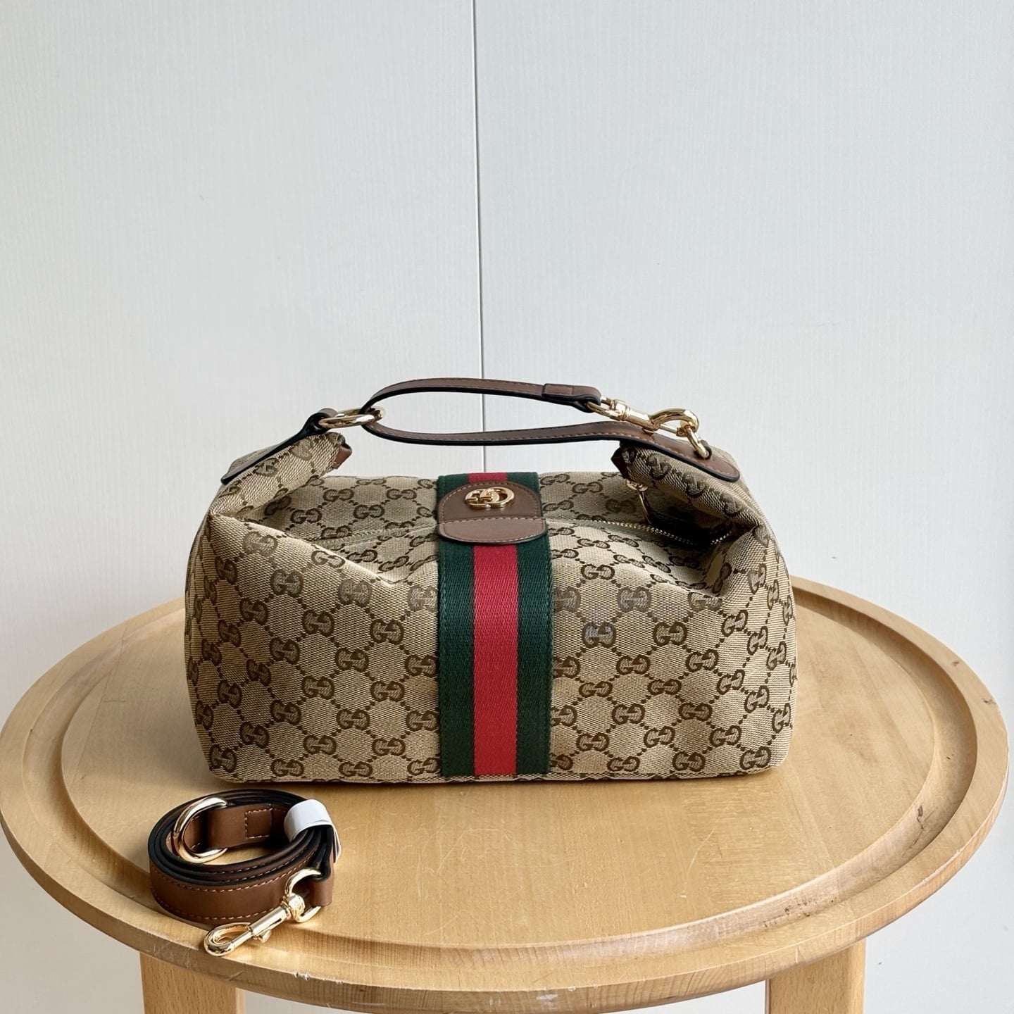 Gucci Vanity Medium Top Handle Bag Beige And Brown GG Canvas 27Cm 857799 FAFUF 9870 - Image 2