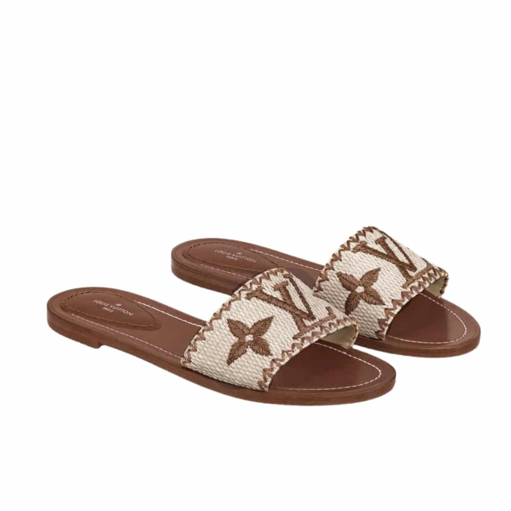 Louis Vuitton Lock It Flat Mule Cognac Brown Leather 1A8Svi